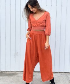 Calça pantalona saruel telha