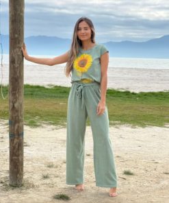 Calça pantalona cinto